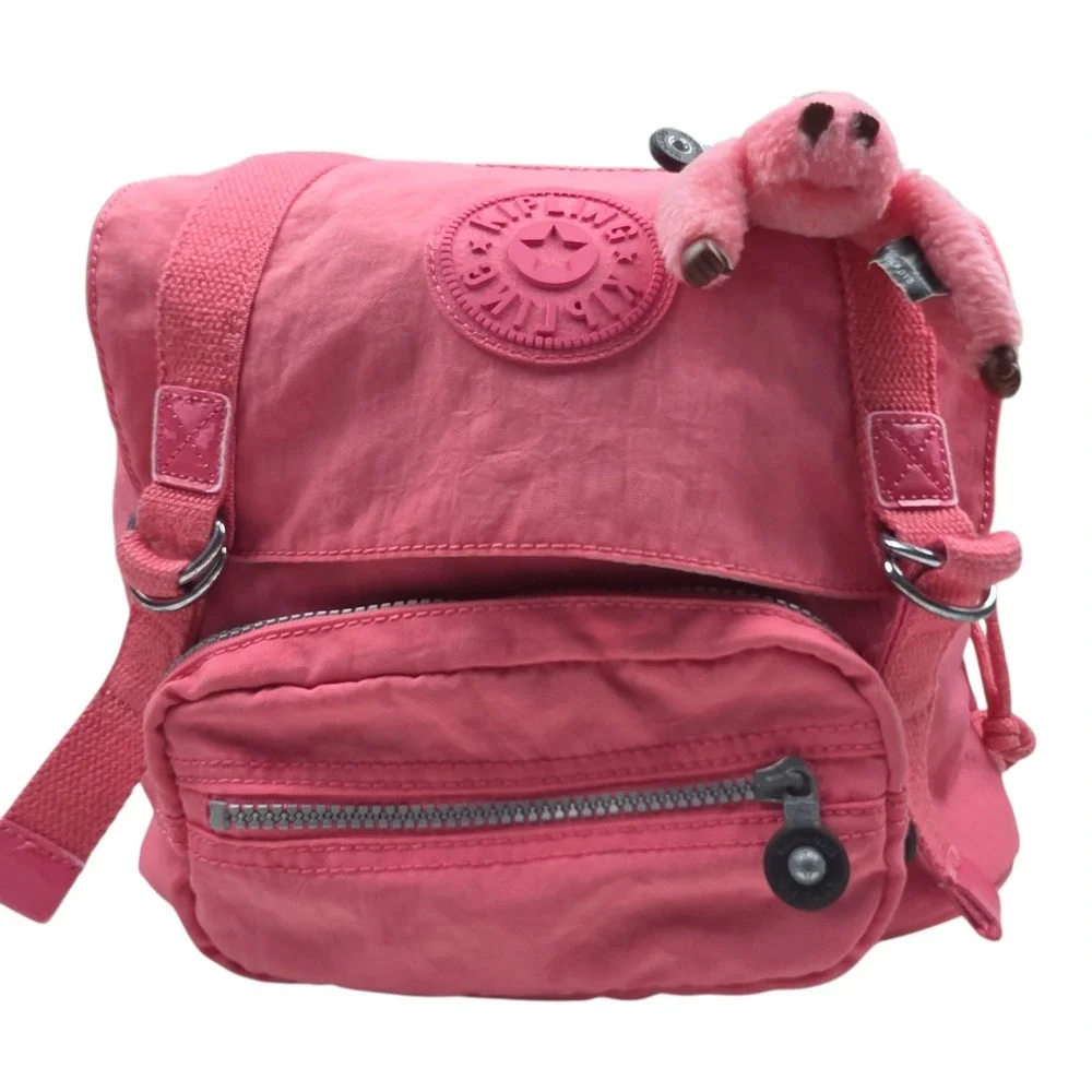 Kipling Backpack Small Pink Nylon Y2K Barbiecore Monkey Gladys